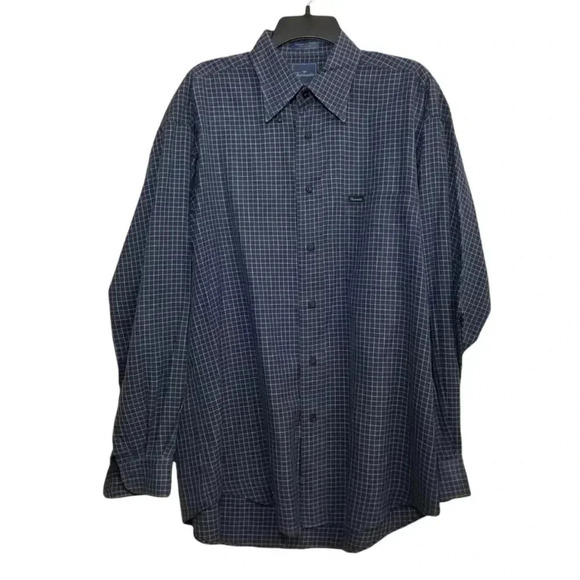 {Façonnable} Mens Check Plaid Button-Down Dress Shirt - Picture 4 of 12